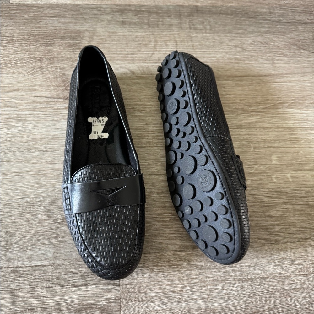 New Born Malena Driving flat Leather Loafer black 9